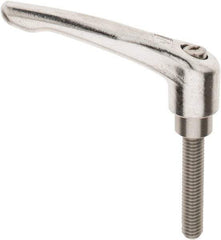 KIPP - 3/8-16, 16mm Hub Diam, Stainless Steel Threaded Stud Adjustable Clamping Handle - 1-31/32" Stud Length, 91mm OAL, 54.5mm High - Apex Tool & Supply