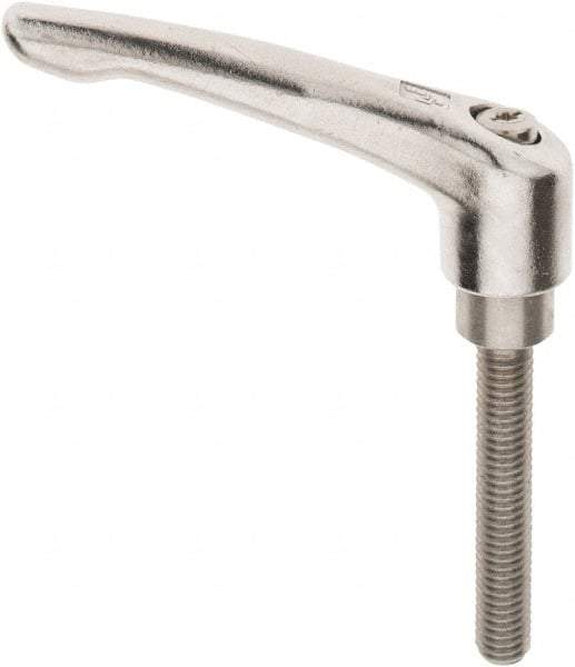 KIPP - 3/8-16, 16mm Hub Diam, Stainless Steel Threaded Stud Adjustable Clamping Handle - 60mm Stud Length, 91mm OAL, 54.5mm High - Apex Tool & Supply