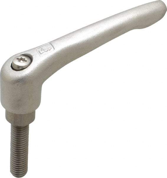 KIPP - M10 x 1.5, 16mm Hub Diam, Stainless Steel Threaded Stud Adjustable Clamping Handle - 40mm Stud Length, 91mm OAL, 54.5mm High - Apex Tool & Supply