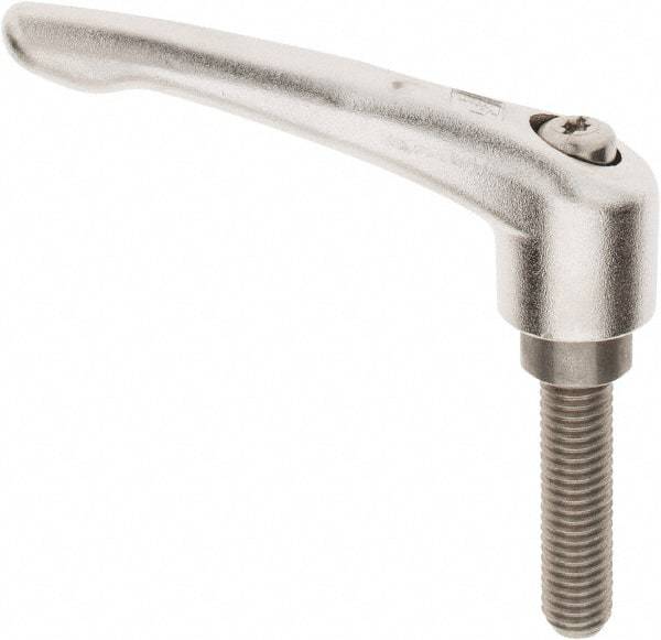 KIPP - 1/2-13, 3/4" Hub Diam, Stainless Steel Threaded Stud Adjustable Clamping Handle - 1-31/32" Stud Length, 109mm OAL, 63mm High - Apex Tool & Supply