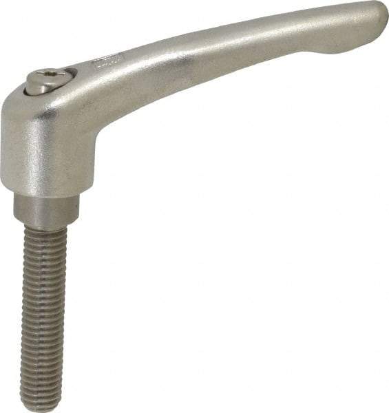 KIPP - 1/2-13, 3/4" Hub Diam, Stainless Steel Threaded Stud Adjustable Clamping Handle - 60mm Stud Length, 109mm OAL, 63mm High - Apex Tool & Supply