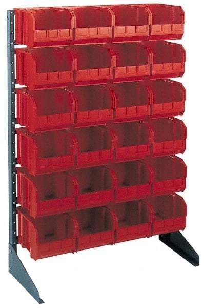 Quantum Storage - 250 Lb Capacity, 15" Deep x 36" Wide x 53" High, Steel Pick Rack - 1 Side, 96 Black Polyethylene/Polypropylene Bins - Apex Tool & Supply