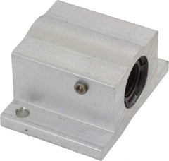 Thomson Industries - 3/8" Inside Diam, 100/200 Lbs. Dynamic Capacity, Closed Single Pillow Block Linear Bearing - 0.94" Overall Height x 1-3/4" Overall Width - Apex Tool & Supply