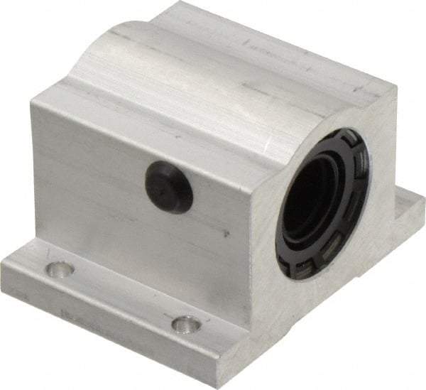 Thomson Industries - 5/8" Inside Diam, 620/1240 Lbs. Dynamic Capacity, Closed Single Pillow Block Linear Bearing - 1.63" Overall Height x 2-1/2" Overall Width - Apex Tool & Supply