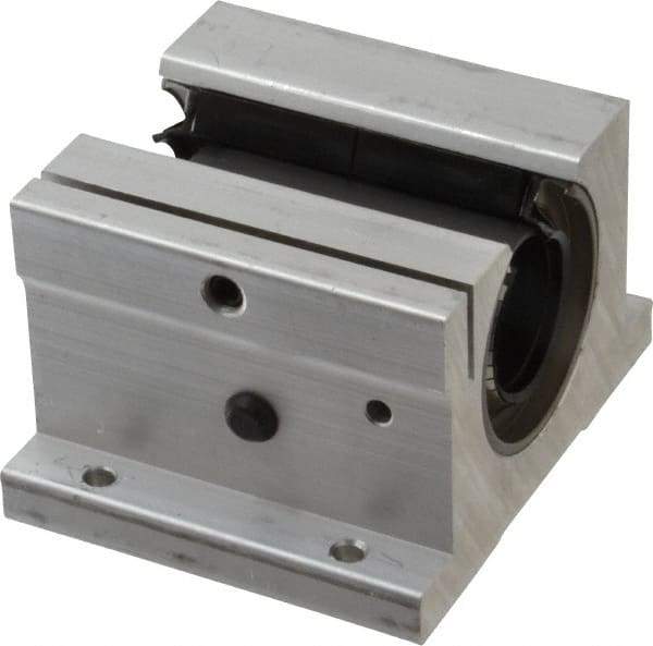 Thomson Industries - 1-1/4" Inside Diam, 2350/4700 Lbs. Dynamic Capacity, Open Single Pillow Block Linear Bearing - 2.56" Overall Height x 4" Overall Width - Apex Tool & Supply