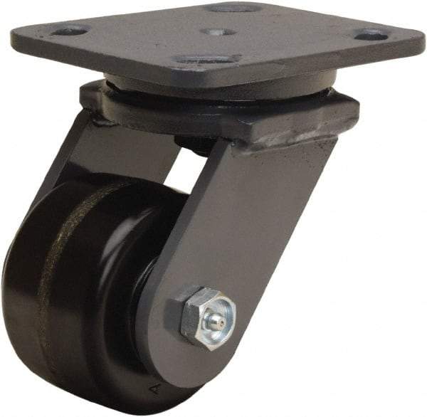 Hamilton - 3-1/4" Diam x 2" Wide x 5-1/4" OAH Top Plate Mount Swivel Caster - Phenolic, 700 Lb Capacity, Straight Roller Bearing, 4 x 5" Plate - Apex Tool & Supply