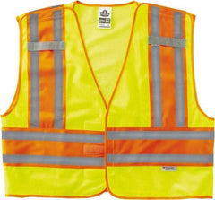 Ergodyne - Size 4X/5XL High Visibility Lime Mesh/Solid Public Safety Vest - 58 to 64" Chest, ANSI/ISEA 107, Hook & Loop Closure, 1 Pocket, Polyester - Apex Tool & Supply