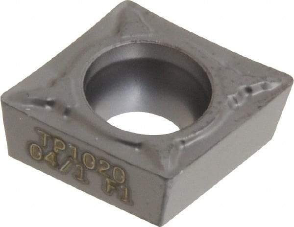 Seco - CCMT32.51 F1 Grade TP1020 Cermet Turning Insert - Uncoated, 80° Diamond, 3/8" Inscr Circle, 5/32" Thick, 1/64" Corner Radius - Apex Tool & Supply