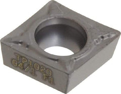 Seco - CCMT32.51 F1 Grade TP1020 Cermet Turning Insert - Uncoated, 80° Diamond, 3/8" Inscr Circle, 5/32" Thick, 1/64" Corner Radius - Apex Tool & Supply