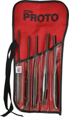 Proto - 5 Piece, 5/32 to 5/16", Pin Punch Set - Hex Shank, Steel, Comes in Tool Roll - Apex Tool & Supply