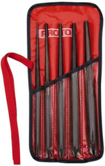 Proto - 5 Piece, 1/8 to 5/16", Drift Punch Set - Hex Shank, Steel, Comes in Tool Roll - Apex Tool & Supply