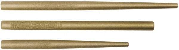 Proto - 3 Piece, 3/8 to 3/4", Drift Punch Set - Round Shank, Brass, Comes in Tool Roll - Apex Tool & Supply