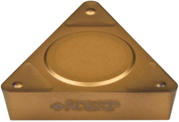 Sumitomo - TPMT221 ENF Grade AC820P Carbide Turning Insert - 60° Triangle, 1/4" Inscr Circle, 1/8" Thick, 1/64" Corner Radius - Apex Tool & Supply