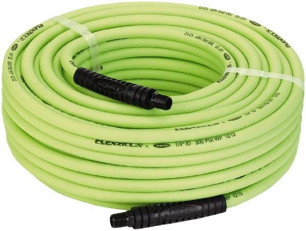 Legacy - 1/4" ID x 0.46" OD 100' Long Multipurpose Air Hose - MNPT x MNPT Ends, 300 Working psi, 140°, 1/4" Fitting, Green - Apex Tool & Supply