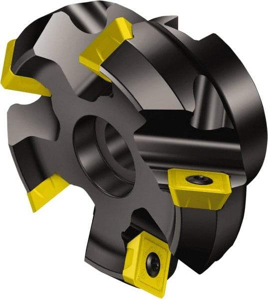 Sandvik Coromant - 80mm Cut Diam, 27mm Arbor Hole, 6mm Max Depth of Cut, 45° Indexable Chamfer & Angle Face Mill - 6 Inserts, R245-12T3.. Insert, Right Hand Cut, Series CoroMill 245 - Apex Tool & Supply