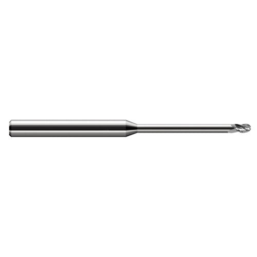 1/8″ Dia. × 1/8″ Shank × 3/16″ DOC × 4″ OAL, Carbide Uncoated, Stub , 3 Flute, Ballnose End Mill - Exact Industrial Supply