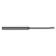 3/32″ Dia. × 1/8″ Shank × 9/64″ DOC × 3″ OAL, Carbide Uncoated, Stub , 3 Flute, Ballnose End Mill - Exact Industrial Supply