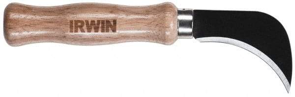 Irwin - Fixed Linoleum Knife - 4.3333" Blade, Silver & Brown Wood Handle, 1 Blade Included - Apex Tool & Supply