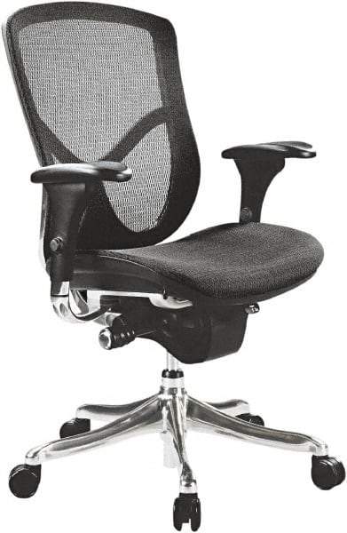 ALERA - 18-3/8 to 23" High Mid Back Chair - 28" Wide x 29-1/8" Deep, Breathable-A-Grade Black Mesh Seat, Black - Apex Tool & Supply