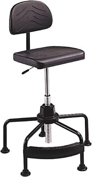 Safco - 17 to 35" High Industrial Chair - 25" Wide x 24" Deep, Polyurethane Seat, Black - Apex Tool & Supply
