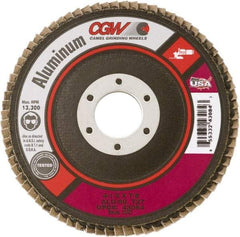 Camel Grinding Wheels - 36 Grit, 4-1/2" Disc Diam, 5/8-11 Center Hole, Type 29 Aluminum Oxide Flap Disc - 13,300 Max RPM, Polyester Backing, Arbor Attaching System, Coated - Apex Tool & Supply