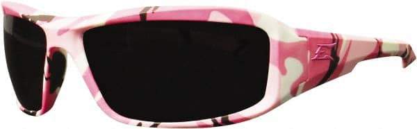 Edge Eyewear - Smoke Lenses, Framed Safety Glasses - Scratch Resistant, White, Pink, Black Nylon Frame, Size Universal, Wrap Around - Apex Tool & Supply