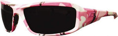 Edge Eyewear - Smoke Lenses, Framed Safety Glasses - Scratch Resistant, White, Pink, Black Nylon Frame, Size Universal, Wrap Around - Apex Tool & Supply
