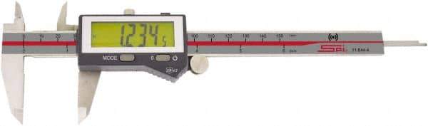 SPI - 0 to 6" Range 0.0005" Resolution, IP67 Electronic Caliper - Stainless Steel with 1.57" Stainless Steel Jaws, 0.001" Accuracy, Wireless Output - Apex Tool & Supply