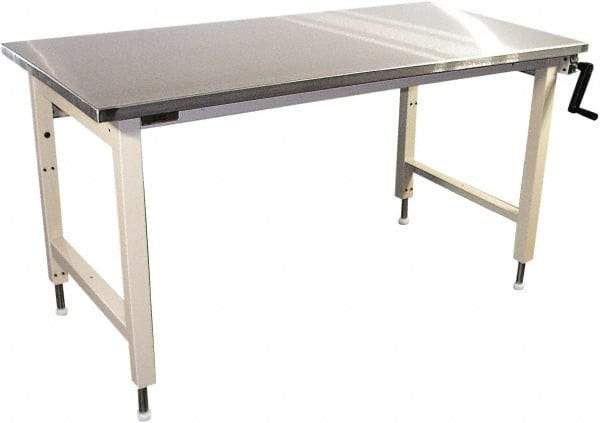 Proline - 72 Wide x 30" Deep x 42" High, Stainless Steel Workbench - Adjustable Height Legs, Blue - Apex Tool & Supply