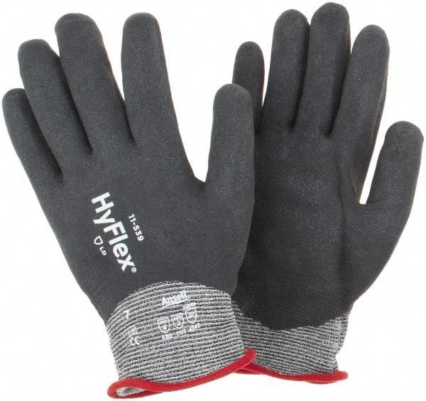 Ansell - Size S, ANSI Cut Lvl A2, Abrasion Lvl 4, Nitrile Coated Cut Resistant Gloves - Fully Coated Coated, Black - Apex Tool & Supply