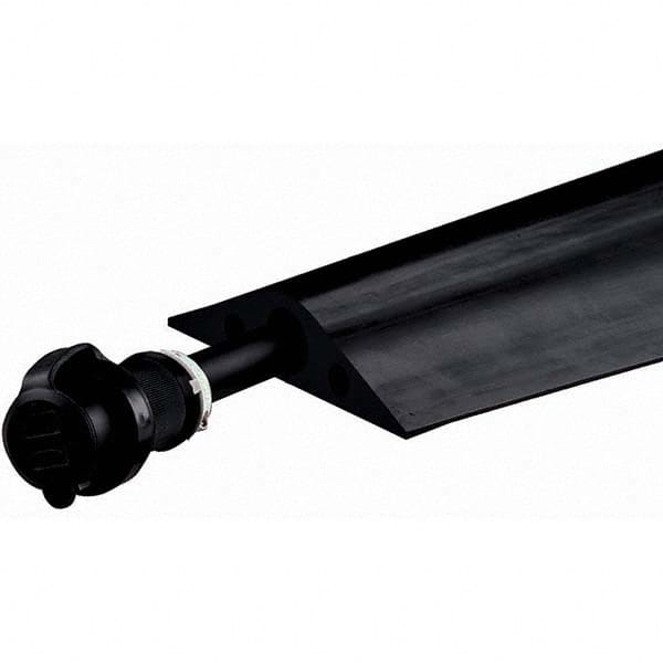 Checkers - 3 Channel 5" Long, 3/4" Max Compatible Cable Diam, Black Rubber On Floor Cable Covers - Apex Tool & Supply