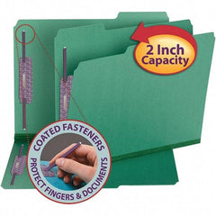 SMEAD - 11-3/4 x 9-1/2", Letter Size, Green, File Folders with Top Tab - 23 Point Stock, Assorted Tab Cut Location - Apex Tool & Supply