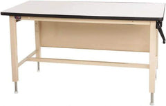 Proline - 72 Wide x 30" Deep x 42" High, Plastic Laminate Workbench - Adjustable Height Legs, Beige - Apex Tool & Supply