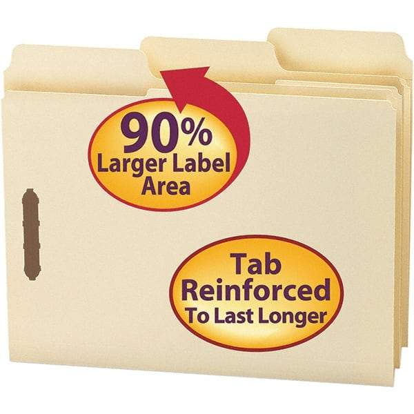 SMEAD - 11-5/8 x 9-15/16", Letter Size, Manila, File Folders with Top Tab - 11 Point Stock, Assorted Tab Cut Location - Apex Tool & Supply