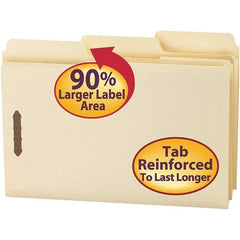 SMEAD - 14-5-8 x 9-15/16", Legal, Manila, File Folders with Top Tab - 11 Point Stock, Assorted Tab Cut Location - Apex Tool & Supply
