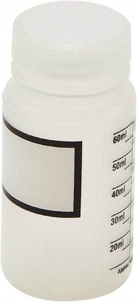 Dynalon Labware - 60 mL Wide-Mouth Bottle - Polypropylene, Translucent, 3.2" High x 1.6" Diam, 33mm Cap - Apex Tool & Supply