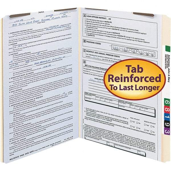 SMEAD - 14-5/8 x 9-1/2", Legal, Manila, File Folders with Top Tab - 11 Point Stock, Straight Tab Cut Location - Apex Tool & Supply