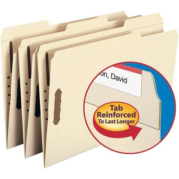 SMEAD - 14-5/8 x 9-1/2", Legal, Manila, File Folders with Top Tab - 11 Point Stock, Assorted Tab Cut Location - Apex Tool & Supply