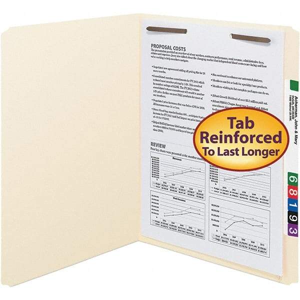 SMEAD - 11-5/8 x 9-1/2", Letter Size, Manila, File Folders with Top Tab - 11 Point Stock, Straight Tab Cut Location - Apex Tool & Supply