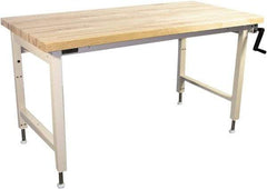 Proline - 72 Wide x 30" Deep x 42" High, Butcher Block Maple Workbench - Adjustable Height Legs, Beige - Apex Tool & Supply