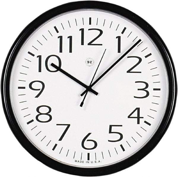 UNIVERSAL - 12 Inch Diameter, White Face, Dial Wall Clock - Analog Display, Black Case, Runs on AA Battery - Apex Tool & Supply