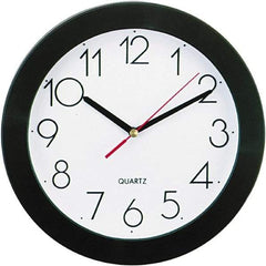UNIVERSAL - 7-3/4 Inch Diameter, White Face, Dial Wall Clock - Analog Display, Black Case, Runs on AA Battery - Apex Tool & Supply