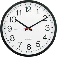 UNIVERSAL - 11-1/2 Inch Diameter, White Face, Dial Wall Clock - Analog Display, Black Case, Runs on AA Battery - Apex Tool & Supply