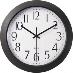 Universal One - 9-1/2 Inch Diameter, White Face, Dial Wall Clock - Analog Display, Black Case, Runs on AA Battery - Apex Tool & Supply