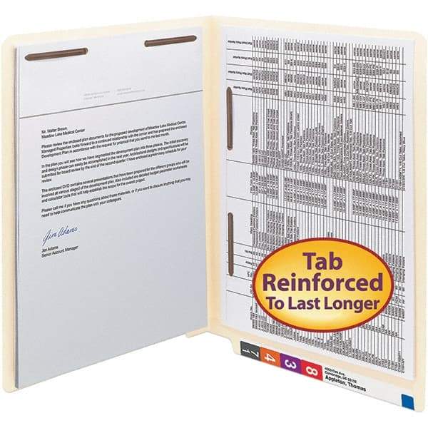 SMEAD - 12-1/4 x 9-1/2", Letter Size, Manila, File Folders with End Tab - 11 Point Stock, Straight Tab Cut Location - Apex Tool & Supply