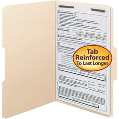 SMEAD - 14-5/8 x 9-1/2", Legal, Manila, File Folders with Top Tab - 11 Point Stock, Assorted Tab Cut Location - Apex Tool & Supply