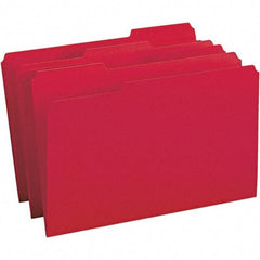 SMEAD - 14-5/8 x 9-1/2", Legal, Red, File Folders with Top Tab - 11 Point Stock, Assorted Tab Cut Location - Apex Tool & Supply