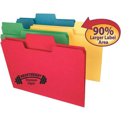 SMEAD - 11-5/8 x 9-1/2", Letter Size, Assorted Colors, File Folders with Top Tab - 14 Point Stock, Assorted Tab Cut Location - Apex Tool & Supply