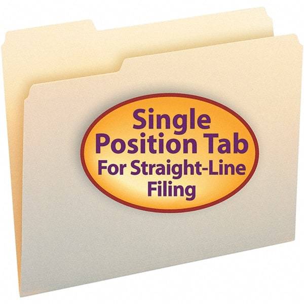 SMEAD - 11-5/8 x 9-1/2", Letter Size, Manila, File Folders with Top Tab - 11 Point Stock, 1st Position Tab Cut Location - Apex Tool & Supply
