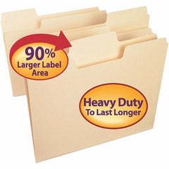 SMEAD - 11-5/8 x 9-1/2", Letter Size, Manila, File Folders with Top Tab - 14 Point Stock, Assorted Tab Cut Location - Apex Tool & Supply